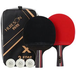Bord Tennis Raquets 2st Huieson Professional Racket Kort långa handtag Dubbel ansikte finnar ping pong paddel med väska 231214