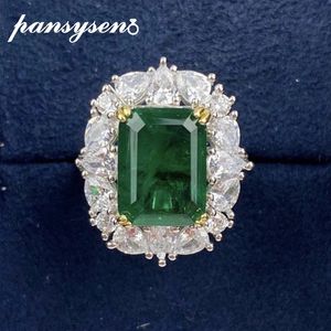 Band Rings PANSYSEN Top Quality Real 925 Sterling Silver Emerald High Carbon Diamond Gemstone for Women Anniversary Fine Jewelry Gift 231212