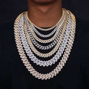 جملة تمريرة اختبار الماس VVS Moissanite Diamond Miami Cuban Rink Chain Gold Color Stain 20mm Hip Hop Necklace 925 Jewelry