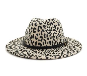 Hösten vinter leopard platt grim ull fedora hatt kvinnor män metall bälte fall vintage hattar dam hattar kyrkan hat3603709