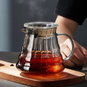 Kahve Potları Leeseph Carafe Yüksek Borosilikat Cam Sunucusu Pour Over Ware Pour LaBe Clear Pot ile Kauçuk Kapak 600ml20oz 231214