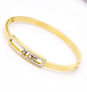 Gold Bracelet Femme Jewelry Stainless Steel Zircon Can Slide Cuff Bracelets For Women Bracelets Bangles Whole4005121