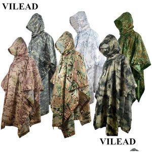 Raincoats Lightweight Outdoor Waterproof Mti-Function Rain Coat Men Women Durable Camouflage Hunting Gear Poncho Rainwear Drop Deliv Dhwvp