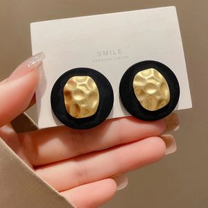 Stud Retro Fashion Jewelry Metal Zinc Alloy Gold Matte Color Black Stud Earrings Party Gifts Womens Jewelry 231213