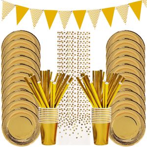 Disposable Dinnerware Gold Party Disposable Plate Paper Tableware Set Plate Cup Napkins Birthday Wedding Bachelorette Party Decoration Baby Shower 231213