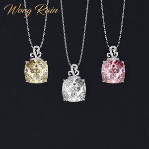 Wong Rain Romantic 100% 925 Sterling Silver Created Moissanite Citrine Sapphire Gemstone Pendant Necklace Fine Jewelry Whole C273Q