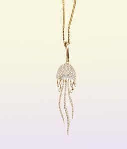 New Micro Crystal Jellyfish Luxury Clavicle Chain Necklace Ocean Tropical Design Tassel Gold Color Woman Necklace Zk30 X07073262051149403