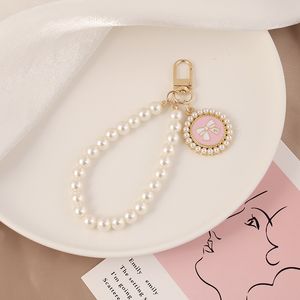 Creative pearl bow key chain men women exquisite lovely bag pendant beautiful party gift car key chain