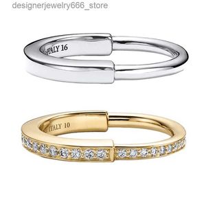 Band Rings Tiff Small Ring for Women LOCK 925 Sterling Silver 1 1 Classic 18k Rose Gold Double Row Q231214