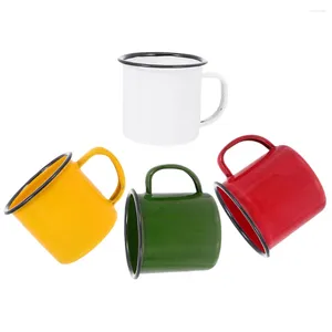 Wine Glasses 4 Pcs Enamelware Retro Mug Water Cups Coffee Lid Nostalgia Home Drinking Tea For Travel Office