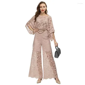 Women's Two Piece Pants Sexy Women Clothing 3Pcs Set Summer Outfits Flare Sleeve Loose Blouse Lace Top Pullover Full Length Long Camisole