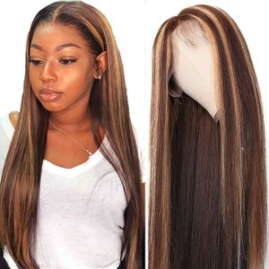 Blonde Straight Body Wave Front Lace Wigs 100% Human Hair Wigs For Women Pre Plucked With Baby Hair