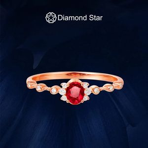 Bröllopsringar Jubileum Engagelaboratorium Grown Ruby Ring for Women 5A Blood Red 1 Med Certificate S925 9K Rings 231212