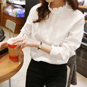 Women's Blouses Shirts Women Shirts and Blouses 2021 Feminine Blouse Top Long Sle Casual White Ruffle Elegant OL Style Women Loose Blouses BlusaL231214