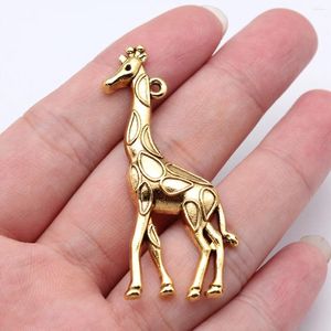 Charms Wholesale Keychain Giraffe Jewelry Making Supplies 4pcs Antique Gold Color