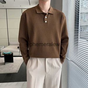 Men's Sweaters 2023 Long Sleeve Coats Lapel Ne Knitting Fashion Trend Solid Color Wool Sweater Loose Lazy Style Business Pulloverephemeralew