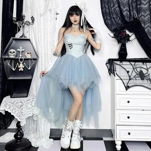 Casual Dresses Gothic Sweetheart Ball Gown Tulle Prom Dress Women's High Low Off Shoulder Amapless Evening Cocktail Party Tutu