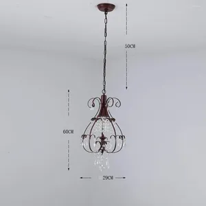 Chandeliers Mini Crystal Chandelier Pendant 1-Light Industrial Vintage Rust Rural Living Room Dining Wrought Iron Vase