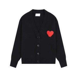 Amis Mens Sweaters Amisweater Pullover Fashion De Paris Am Is Designer Coeur Aron Love Jacquard Cardigan for Crew Neck Sweater Wbuv