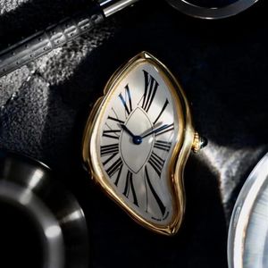 腕時計の男性女性サファイアクリスタルクォーツウォッチオリジナルシュルレアリスムアートデザイン腕時計防水ステンレス鋼Irregula270D