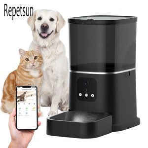 Dog Bowls Feeders Automatisk husdjursmatare Smart Recorder App Control Remote Feeding Timer Feed Cat Dog Food Dispenser med WiFi HD Camera Pet Bowl 231213