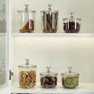 Storage Bottles Transparent Sealed Jar Capacity With Bear Handle Airtight Lid For Dry Goods Nuts Cereal 1400ml