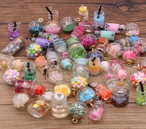 10Pcs 830 Styles Mix Glass Bottles Milk Cup Ball Earring Charms Diy Findings Keychain Bracelets Pendant For Jewelry Making1443989