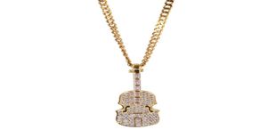 Joias de hip hop em forma de violino transparente T CZ zircões pingente colar banhado a ouro com corrente para homens mulheres bom amante presente rapper j5558080