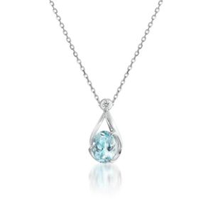 Pendant Necklaces Kurshuni Aquamarine Cubic Zircon Stone Necklace For Women Water Drop Shaped Choker White Gold Plating Jewelry En8178648