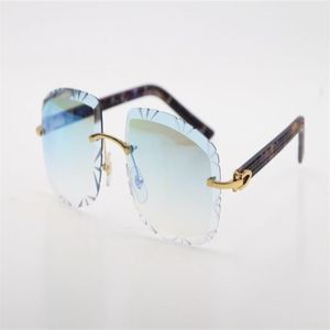 Säljer Rimless Glasses Diamond Cut 3524012-B Marble Purple Plank Solglasögon Fashion Högkvalitet Metal Glasögon Male och kvinnlig CA273P