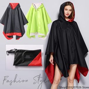 Elegante poncho antipioggia da donna, mantello impermeabile impermeabile a due strati che può essere indossato su entrambi i lati all'aperto 231225