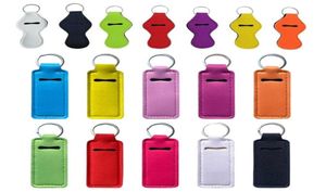 Neoprene Chapstick Holder Keychain Party Favor Solid Color Sublimation Lip Balm Holders Tracker Lipstick Pouch Metal Keyring2886927