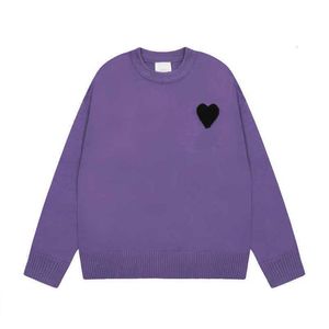 Amis tröja mode amisweater paris cardigan mens kvinnor designer stickade skjortor high street tryckte en hjärtmönster rund nackstickande män är jag jumper 9miz