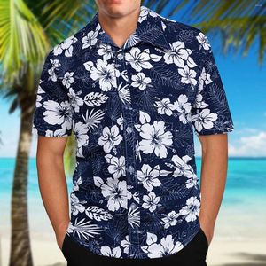 Freizeithemden für Herren, kurzärmeliges Hemd, Reverskragen, Knopfleiste, Sommer-Hawaii-Druck, Urlaub, Urlaub, Reisen, Strandkleidung