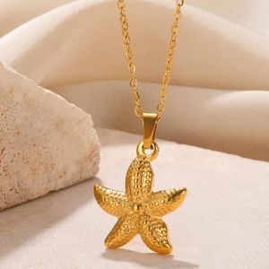 Pendant Necklaces Stainless Steel Necklace For Women Men Gold Color Chain Jewelry Starfish Accessory Valentine's Day Gift