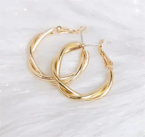 Dangle Earrings South Korea C Shape Deformation Geometry Golden Metal Retro Geometric Pendant Girls Wedding Gift
