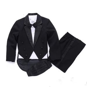 Suits Fashion high quality blackwhite child suit for boy wedding suits boys Flower baby 5Piece 231213