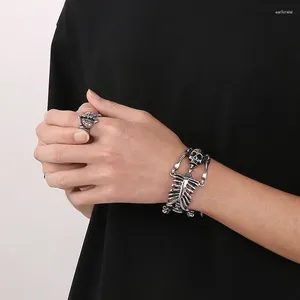 Charm Bracelets Hip-Hop Punk-Stil Personalisiertes Schädel Ring Armband für Männer Edelstahl Set Halloween Horror Geisterschmuck Großhandel Großhandel