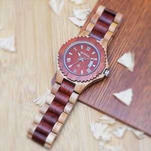 Men's high quality fashion luxury calendar movement sandalwood waterproof watch