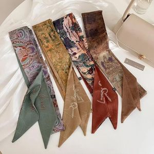 スカーフオリジナルレトロアートロングストリップエレガントな両面小さなシルクスカーフ中国のヘアタイスプリングと秋の装飾