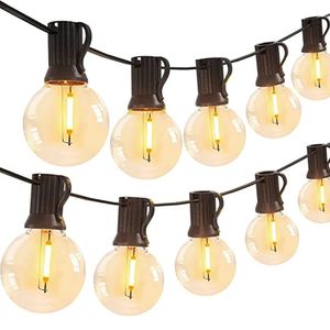 Decorações de Natal Luzes de guirlanda ao ar livre 220V G40 Lâmpada plástica LED Festoon Fada Pátio Luzes de corda Casamento Street Garden Party Decoração 231214