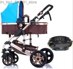 Strollers# Baby Stroller Newborn Infant Foldable Anti-shock Pram Baby Toddler Pushchair High View Convertiable Baby Carriage with Reclining Seat Q231215