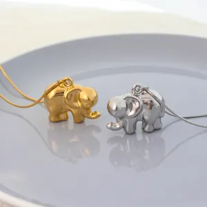 Hänge halsband ins rostfritt stål lycklig elefant halsband för kvinnor flickor vintage djur mode smycken