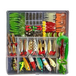 Esche Esche Kit Set da pesca Wobblers artificiali duri Cucchiai da jig in metallo Richiamo morbido Esche in silicone Accessori per attrezzatura Pesca 231214