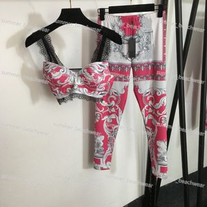 Seksowne kamizelka jogi drukowane szwane spodnie jogi ustaw kobiety pchnij jogę stanik letnia gimnasty