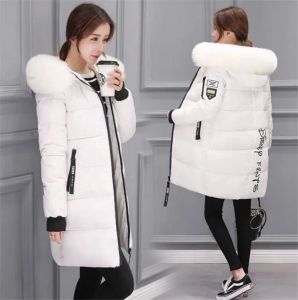 Neue Lange Parkas Mit Kapuze Weibliche Frauen Winter Mantel Dicke Daunen Baumwolle Taschen Jacke