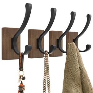 Wood Wall Hooks for Hanging Hooks Wall Mounted Wooden Rustic Farmhouse Heavy Duty Towel Hooks, Hooks for Coats Towel Hat LX6285