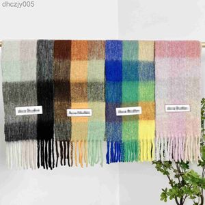 Inner Mongoliet AC Rainbow Plaid Wool Scarf Alpaca Hair Mohair Blended Tassel Vede