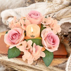 Dekorative Blumen Rose Kerzenständer Kranz Hochwertige künstliche Hochzeit Party Raumdekoration Weihnachtsgirlanden Dekoration handgemachte Blume