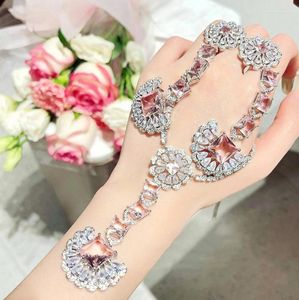 Dangle Earrings High Quality Pink Zircon Bridal Zirconia Wedding Earring For Brides Accessories Women Party Evening Dress Jewelry